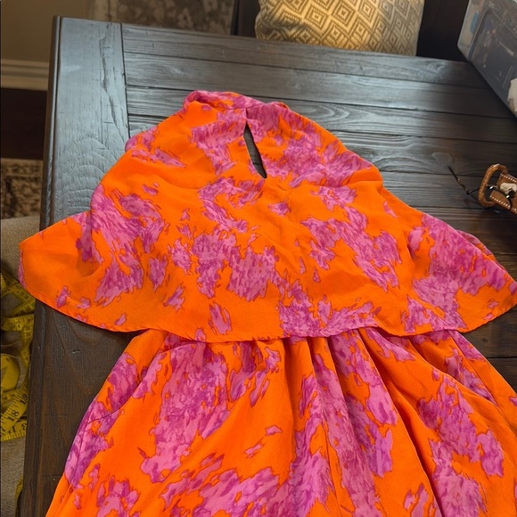 Vibrant Orange and Purple Halter Dress - Picture 6 of 8